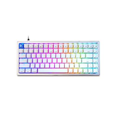 Imagem de Glacier GK84 Arctic Teclado mecânico destacável USB-C 75% com fio Hot Swap com moldura de alumínio e teclas ABS (branco)