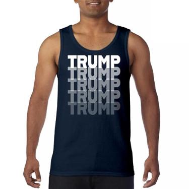 Imagem de Camiseta regata Trump Fade Donald My President 45 47 MAGA First Make America Great Again Republican Conservative Camiseta masculina, Azul marinho, GG