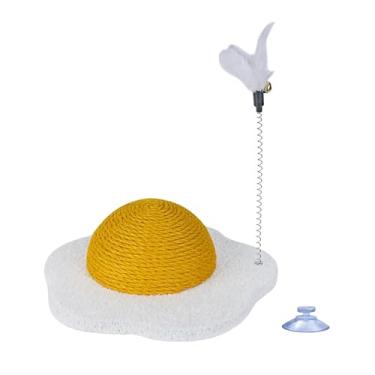 Imagem de PetPhindU Arranhador redondo para gatos arranhador de gato ovo escalfado resistente ao desgaste bola redonda arranhadora para gatos com postes de arranhar para gatos internos e internos