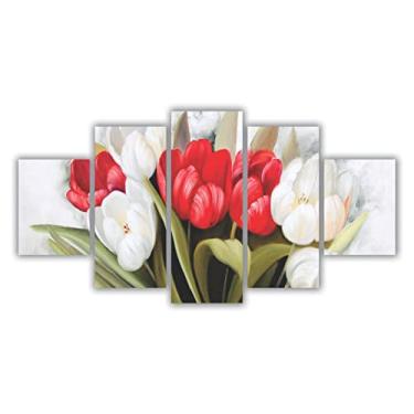 Imagem de x4adesivos Quadros Decorativos Mosaico MDF Floral Flores Tulipas Coloridas 115x60cm