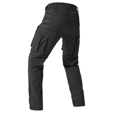 Imagem de Calça cargo masculina FREE SOLDIER, calça tática masculina, elástica, ripstop durável, calça de trabalho EDC para caminhadas (preta 30L x 32C)