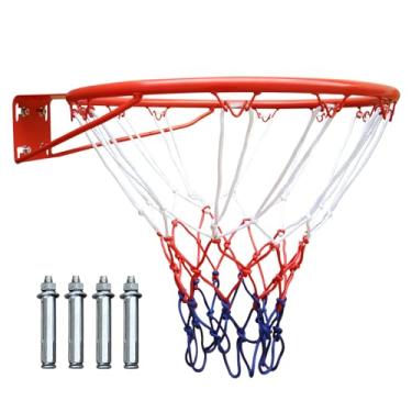 Imagem de LSKSSNG Substituição de aro de basquete de 45,7 cm, aro de basquete montado na porta de parede, substituição de gol de aro flexível de basquete resistente com rede para cestas de basquete no solo e