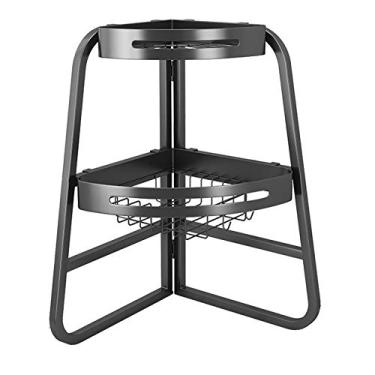 Imagem de Escorredor de louça, escorredor de pratos triangular resistente de 2 camadas para economia de espaço - Suporte multifuncional para secadora de pratos com suporte de utensílios, suporte para tábuas de