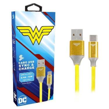 Imagem de Cabo USB para USB-C - 2.0 - 1,5m DC Mobile - Mulher Maravilha 1 UN 5+