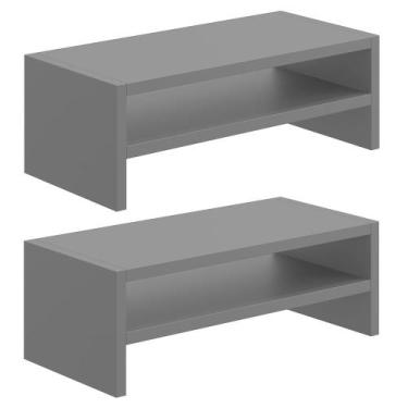 Imagem de Kit 02 Suportes Stand Para Monitores Mesa Escritório Home Office Lap L