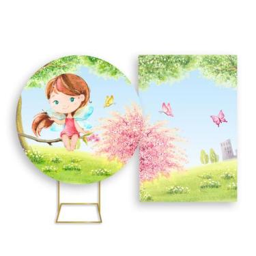 Imagem de Painel De Festa Redondo 1,50x1,50 + Painel Vertical 1,50x2,20 - Fadinh