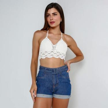 Imagem de Cropped susie croche frente única feminina - Susie Modas, Branco, Únic