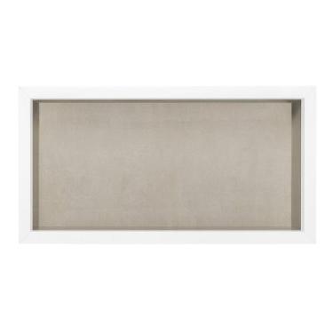 Imagem de Nicho Banheiro Porcelanato Borda Alumínio 61x30x11cm Cinza - Belo Nich