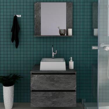 Imagem de Armário de Banheiro com Cuba 2 Gavetas Mármore Lunar Bn3626 - Tecno Mo