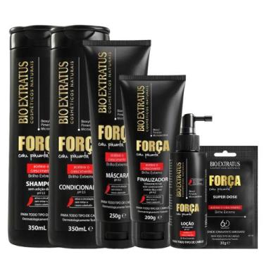 Imagem de Kit Força com pimenta 6 itens 1 Shamp 1 Cond 350ml 1 Másc 250ml 1 Fina