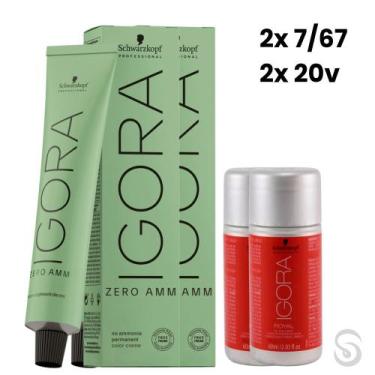 Imagem de Igora Zero Amm 2x7/67 Louro M Marrom Cobre 60ml + 2 Ox 20VOL - Schwarz