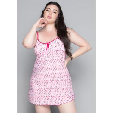 Imagem de Camisola Plus Size WLS Modas Liganete Estampada Poá Roupa de Dormir, 5