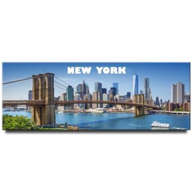 Imagem de New York Panoramic Fridge Magnet Manhattan Travel Souvenir Brooklyn Bridge