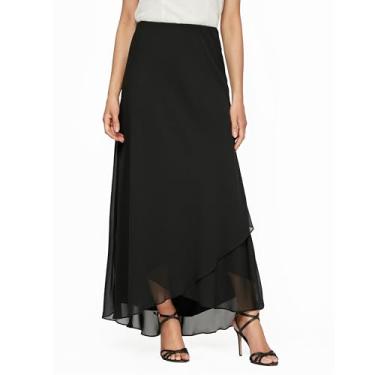 Imagem de Alex Evenings Saia maxi longa feminina (regular e pequena), Preto, G