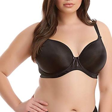 Imagem de Elomi Sutiã feminino Bijou Camiseta Plunge Without Push Up, gancho em J móvel para estilo nadador. Tamanhos do Reino Unido E-H, tamanhos dos EUA DDD-K, Preto, 44E