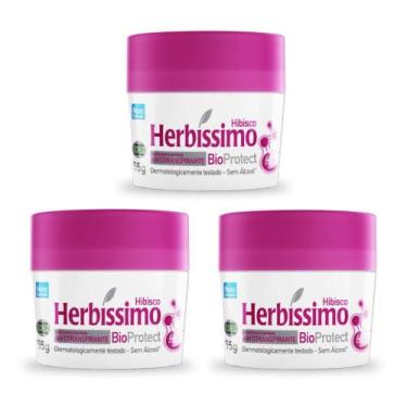 Imagem de Kit 3 desodorante creme herbissimo bioprotect hibisco antitranspirante