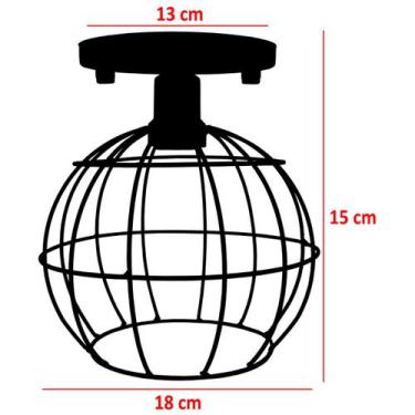 Imagem de Lustre Teto Plafon Industrial Aramado Globo Retrô Luminária Vintage Co