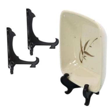 Imagem de Kit Com  2 Peças Suporte Para Pratos e Azulejos Preto 10cm - AC