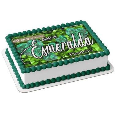 Imagem de Papel De Arroz P/ Bolo 40 Anos De Casados Bodas De Esmeralda - Genéric