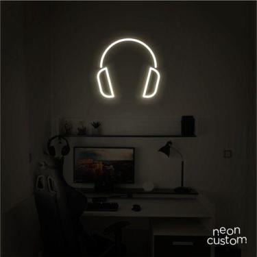 Imagem de luminaria letreiro Neon Led Fone De Ouvido 60x60 luminoso decoração p/