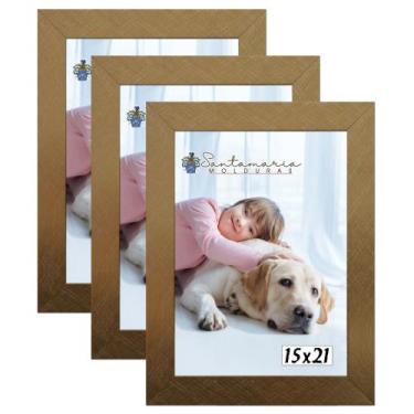 Imagem de Kit 3 Molduras Porta Retrato 15X21 Dourado - Santamaria Molduras