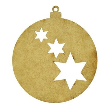 Imagem de Aplique Bola de Natal 3 Estrela 8,7cm Mdf Madeira - ATACADÃO DO ARTESA