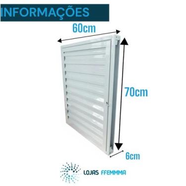 Imagem de Porta Alçapão Ventilado Branco De Aço Lage Portinhola 70X60cm - LOJAS 