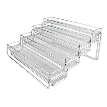 Imagem de Organizador de Rack de Temperos Prateleiras de Balcão de Cozinha Expansíveis de 4 Camadas