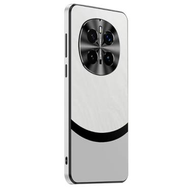 Imagem de HAO RIYLN Capa ultrafina para Honor Magic7/Magic7Pro, capa de couro executiva com proteção de câmera de metal fosco PC à prova de choque, branca, 7