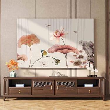 Imagem de Capa para TV interna 81.3-203.2 cm Capa protetora de TV moderna de alta qualidade para exibição impressa colorida para protetor de tela plana universal montado na parede-cáqui-5||70" (160 x 98 cm)