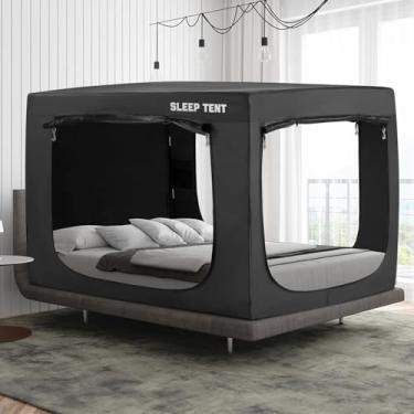 Imagem de YAVIL Barraca de cama queen para crianças e adultos – barraca de sonho portátil para dormir em ambientes internos 70% blackout