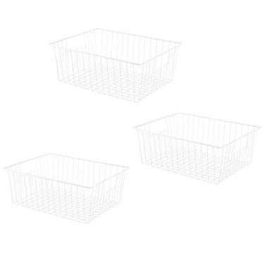 Imagem de lonpute Caixas Organizadoras para Freezer- Pacote com 3 Cestas para Freezer Vertical de 16, 17 e 21 Pés Cúbicos, Cestas de Armazenamento de Arame com Alças Embutidas, Alimentos Con (16 Pol X 12 Pol X