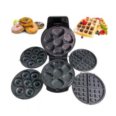 Imagem de Sanduicheira 3 em 1 Multifuncional Bolos Donuts Waffle Preto 110V (110, Volts)