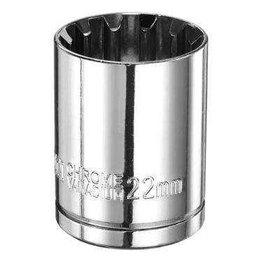 Imagem de HARFINGTON Soquete de 12 pontos, 1/5.1 cm por soquete métrico raso de 22 mm, aço cromo vanádio, soquetes padrão de 12 pontos, ferramenta manual mecânica para reparo de carro, manutenção mecânica, uso