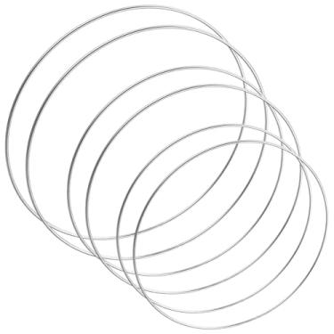 Imagem de Pacote com 6 argolas de metal prata para artesanato, guirlanda floral de metal, anéis de macramê, anel apanhador de sonhos para artesanato de casamento DIY (8 polegadas/10 polegadas/12 polegadas)