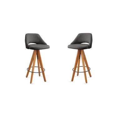 Imagem de Kit 2 Banquetas Giratórias Estofadas com Encosto Nicole Preto