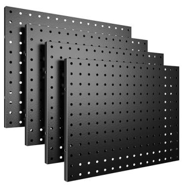Imagem de Spampur Peg Board, pacote com 4 painéis de metal Pegboard, organizador de parede, ferramentas Pegboard sistema de armazenamento para bancada, armazenamento de ferramentas de garagem, organização de