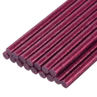 Imagem de uxcell Mini bastões de pistola de cola quente 20,3 cm x 0,7 cm para pistola de cola, glitter rosa vermelha, 16 peças