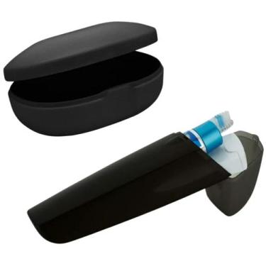 Imagem de Kit Viagem Porta Escova De Dente Pasta E Estojo De Sabonete Preto Ou