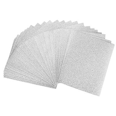Imagem de uxcell Folhas de espuma EVA com glitter prateado 28 x 20 cm de espessura para projetos de artesanato faça você mesmo, 24 peças