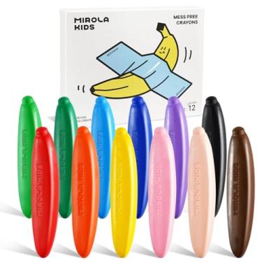 Imagem de Giz de cera de abelha para crianças de 1 a 3 anos, 12 cores não tóxicas com 108 páginas PDF de livros de colorir grátis, presentes de colorir seguros para bebês e crianças, giz de cera sem bagunça,