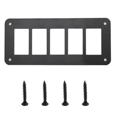 Imagem de Newnessai Painel de alumínio com interruptor basculante de 5 gangues, painel de substituição à prova d'água para carro, barco, caminhão, quadriciclo, veículo RV (preto)