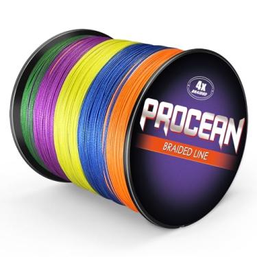 Imagem de Procean Linha de pesca trançada 100% PE 4 e 8 fios, linhas trançadas sensíveis de 2,7 a 136 kg, super desempenho e econômico (multicolorido, 40,8 kg (40,8 kg) 0,50 mm-328 jardas)