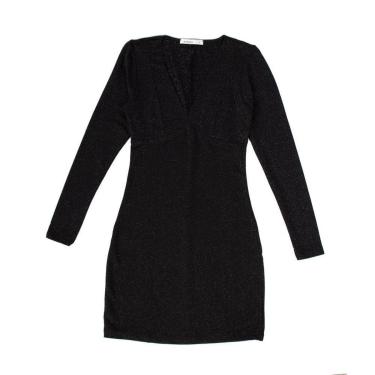Imagem de Vestido Feminino Rovitex com Brilho Curto Preto-Feminino