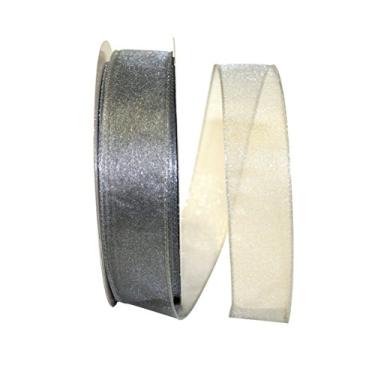 Imagem de Reliant Ribbon 99908W-070-09K Fita de borda com fio de valor agradável, 3,8 cm x 45,7 m, prata