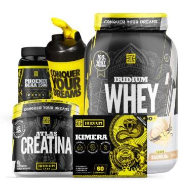 Imagem de Combo Kimera + Whey Protein + BCAA + Creatina + Coqueteleira - Iridium