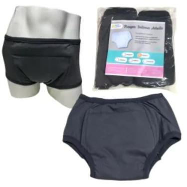 Imagem de Roupa Intima Unissex Tecido Algodão Geriátrica com Absorvente Para Incontinencia Urinária Segura Escapes Xixi kit 2unds Cinza (GG)