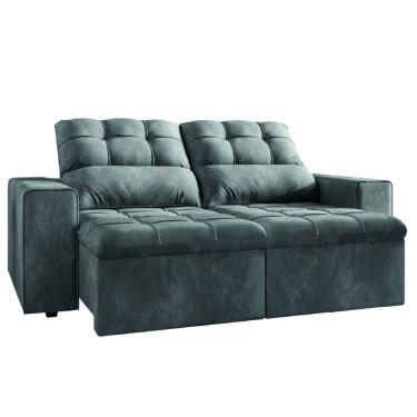 Imagem de Sofá Retrátil e Reclinável 2 Lugares 1,80m Veludo Malibu Selmer Cinza