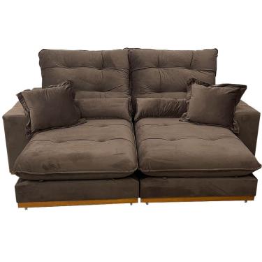 Imagem de Sofá Kioto 4 Lugares Retrátil e Reclinável Tecido Veludo 250cm Kasacomigo Cor Marrom
