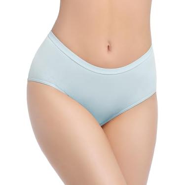 Imagem de REELINDRY Roupa íntima feminina lavável para incontinência, 59 g, absorvente à prova de vazamento, cintura média para vazamento urinário pós-parto, 1 pacote (azul claro, G)